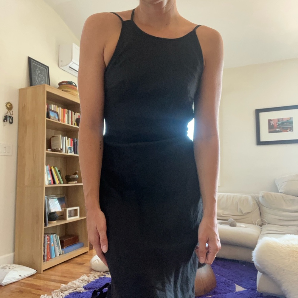 Black Linen Sleeveless Dress